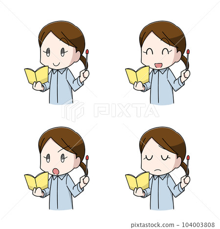 圖解4 女老師拿著指令棒的圖案 圖解4 女老師拿著指令棒的圖案 104003808