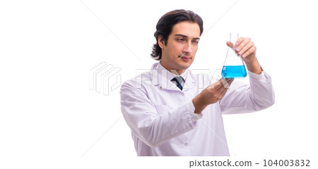 Young chemist isolated on white background 104003832