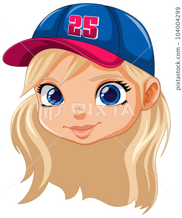 Cute girl character head isolated 104004299