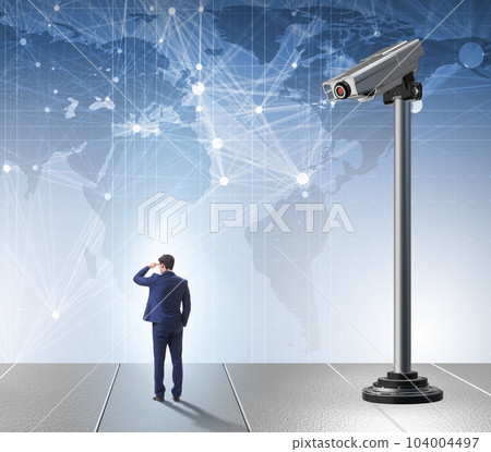 Cameras wathing man in spying concept Cameras wathing man in spying concept 104004497