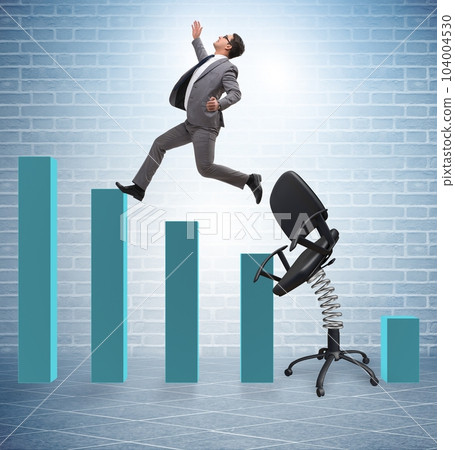Promotion concept with businessman ejected from chair Promotion concept with businessman ejected from chair 104004530