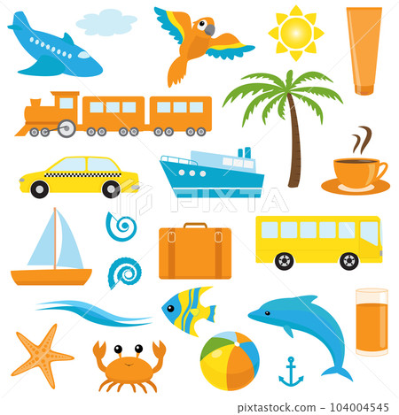 Bright cartoon travel icons 104004545