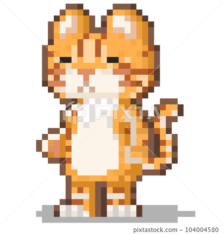 1 Bit Cat Cute Cat Pixel Art Grid