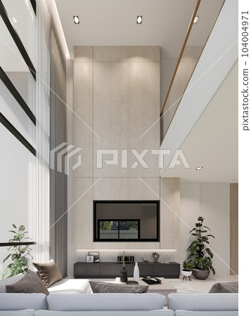 cozy  living room  interior design, 3d rendering 104004971