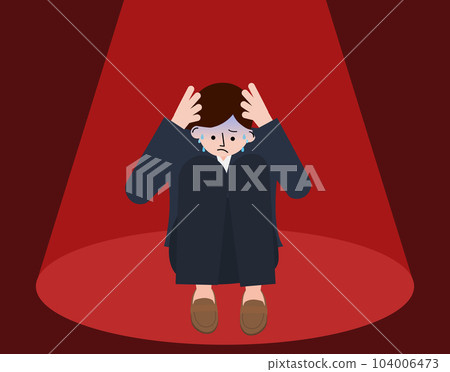 Illustration of a woman in a suit who is mentally cornered Illustration of a woman in a suit who is mentally cornered 104006473