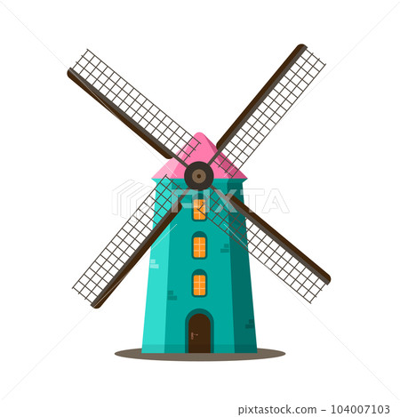 Wind mill icon - vector windmill symbol isolated on white background 104007103