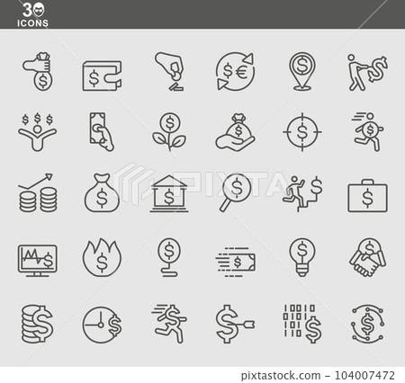 Vector line icons of Money - Stock Illustration [104007472] - PIXTA