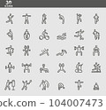 Vector line icons of Exercise for Health 104007473