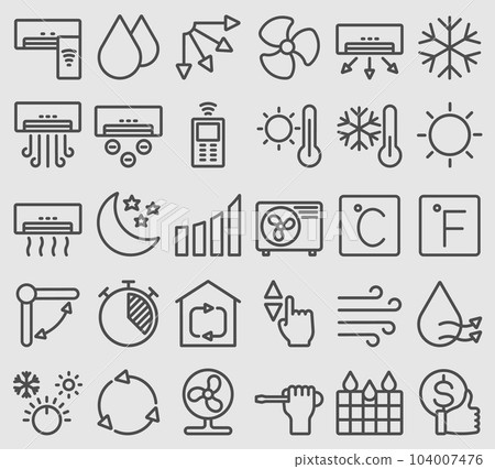 Line icons set for Air conditioner 104007476