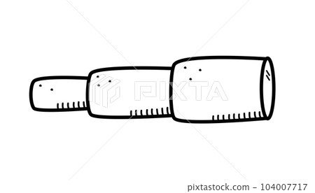 Spyglass doodle icon. Vector illustration of a vintage ship telescope. Single isolated on a white background. 104007717