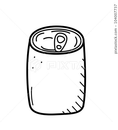 Tin can packaging. Vector doodle illustration of canned food in a jar. Single isolate on white. Tin can packaging. Vector doodle illustration of canned food in a jar. Single isolate on white. 104007737