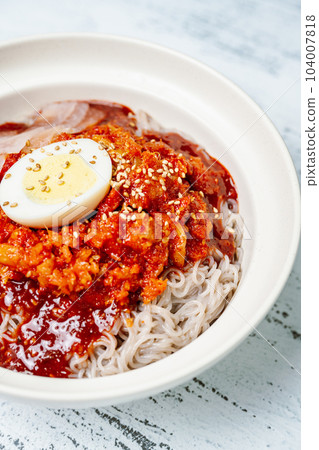kodarinaengmyeon, Korean Cold Buckwheat Noodles with Half-dried Pollak food kodarinaengmyeon, Korean Cold Buckwheat Noodles with Half-dried Pollak food 104007818