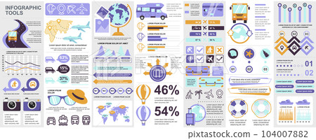 Bundle infographic UI, UX, KIT elements with charts, diagrams, workflow, flowchart, timeline, online statistics, marketing icons elements design template. Vector info graphics and infographics set. 104007882