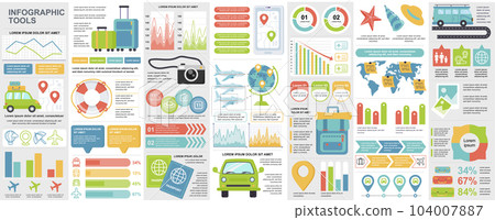 Bundle infographic UI, UX, KIT elements with charts, diagrams, workflow, flowchart, timeline, online statistics, marketing icons elements design template. Vector info graphics and infographics set. 104007887
