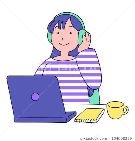 Woman having an online meeting or class Woman having an online meeting or class 104008239