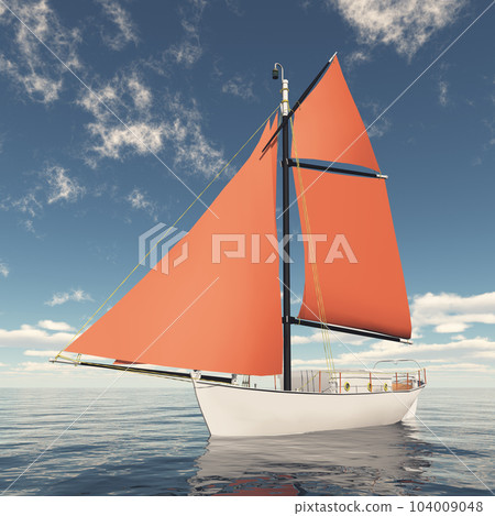 Norwegian cutter ship in the open sea 104009048