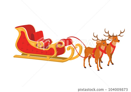 Vector design of santa sleigh with reindeer Vector design of santa sleigh with reindeer 104009873