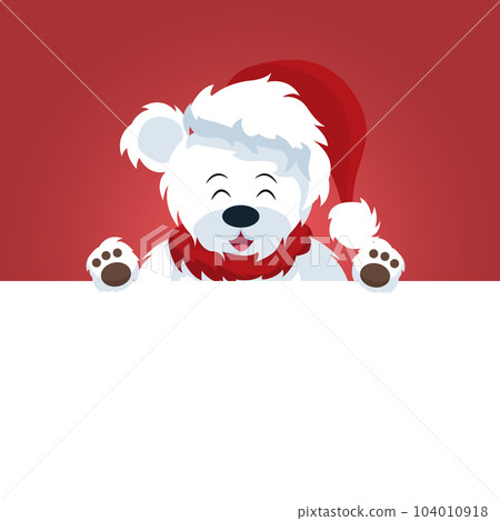 Christmas card of snow bears over white poster 104010918