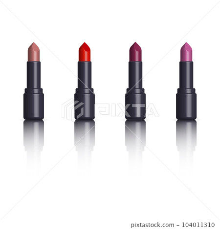 Set of multicolored lipstick, 3D vector illustration. 104011310
