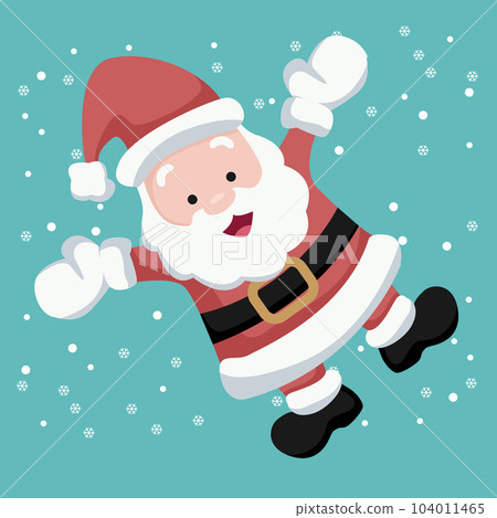 Christmas card of Santa Claus waving cheerful in the snow 104011465