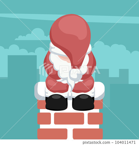 Christmas card of Santa Claus sitting sad at the fireplace 104011471
