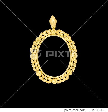 gold locket frame pendant with diamond isolated on black background 104011489