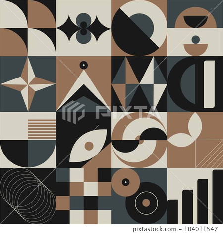 Abstract geometric pattern design in retro style. Vector illustration. 104011547