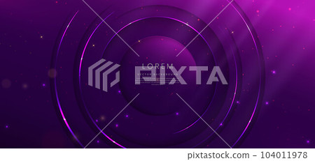 Abstract luxury glowing lines circle overlapping on dark purple background. Template premium award design. 104011978