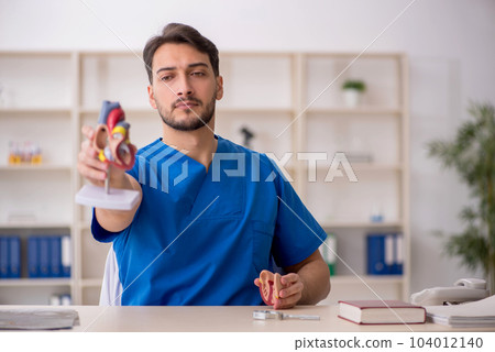 Young male doctor cardiologist working in the clinic 104012140