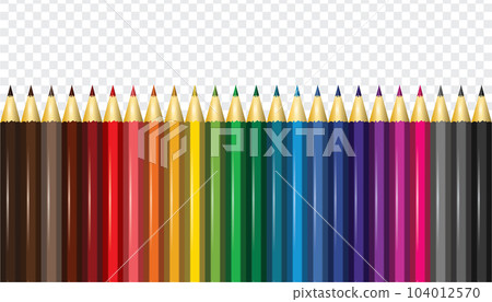 Color pencils set. 24 colored pencils. Vector illustration 104012570