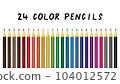 Color pencils set. 24 colored pencils. Vector illustration 104012572