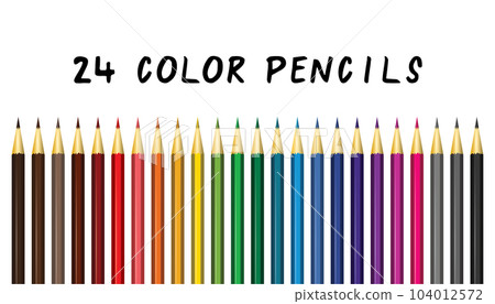 Color pencils set. 24 colored pencils. Vector illustration 104012572