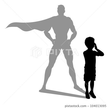 Superhero Child Kid With Super Hero Shadow 104013095