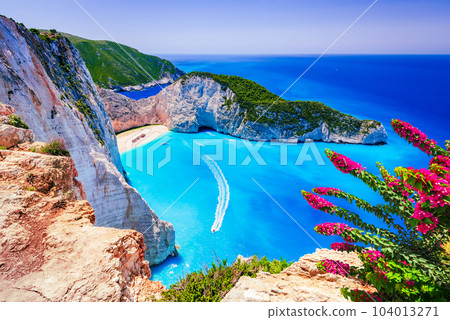Zakynthos, Greece. Famous Navagio Beach, Greek Islands. Zakynthos, Greece. Famous Navagio Beach, Greek Islands. 104013271
