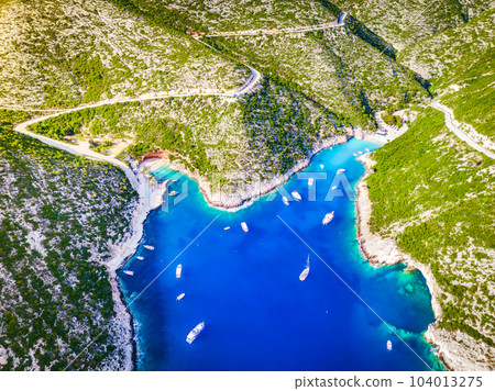 Porto Vromi, Zakynthos. Picturesque gulf and beach, Ionian Greek Islands. 104013275