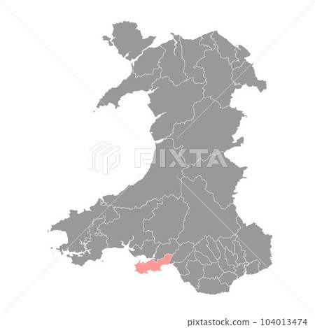 District of Swansea map, district of Wales. Vector illustration. 104013474