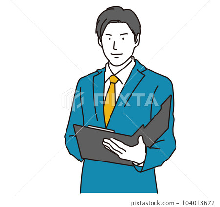 Asian businessman making purchase assessment 104013672