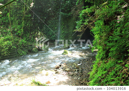 Entrance to Nagano Falls surrounded by greenery 104013916
