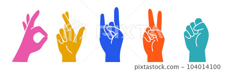 Human hands set. Different gestures Human hands set. Different gestures 104014100
