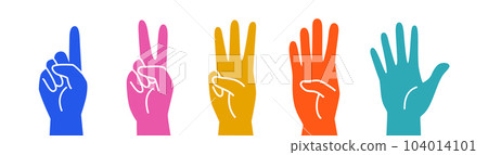 Human hands set. Different gestures 104014101