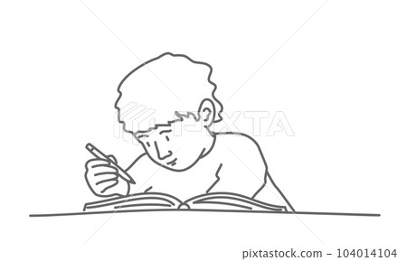 Little boy writing in a book. Little boy writing in a book. 104014104
