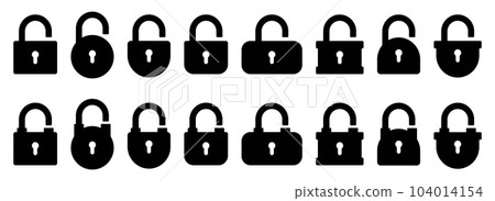 Opened and closed padlock icon in flat style. Lock vector illustration. Security check sign 104014154