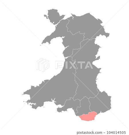 South Glamorgan county, Wales. Vector illustration. 104014505
