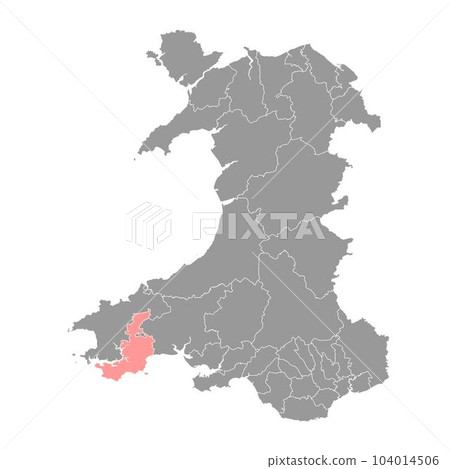 South Pembrokeshire map, district of Wales. Vector illustration. South Pembrokeshire map, district of Wales. Vector illustration. 104014506