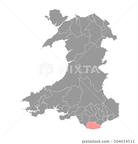 Vale of Glamorgan map, district of Wales. Vector illustration. Vale of Glamorgan map, district of Wales. Vector illustration. 104014511