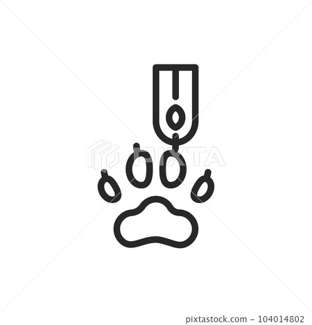 Declawing Process Icon. Vector Outline Editable Sign of Animal Claw Trimming as a Part of Pet Grooming Services. Declawing Process Icon. Vector Outline Editable Sign of Animal Claw Trimming as a Part of Pet Grooming Services. 104014802