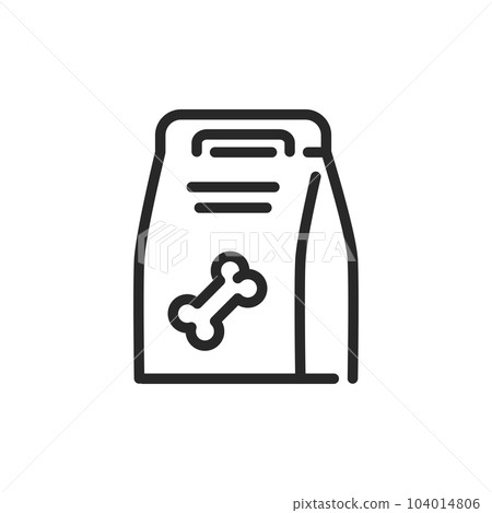Cardboard Pack of Dog Food Icon. Vector Outline Editable Sign of Pet Nutrition and Canine Diet Supplies. 104014806