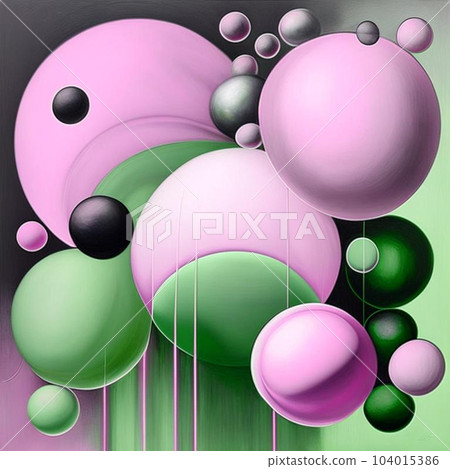 Abstract futuristic contemporary modern cosmic design in cartoon style with spheres, stripes and lines. 104015386