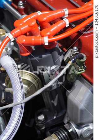 Classic car distributor detail Classic car distributor detail 104016170