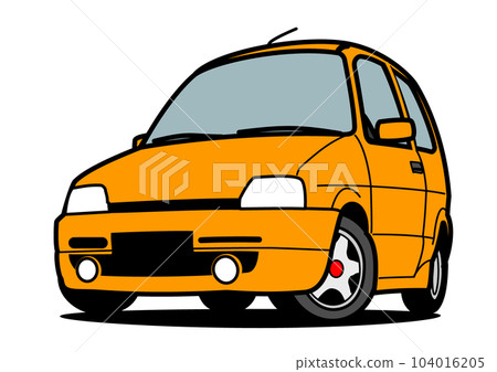Nostalgic Italian compact car orange car illustration 104016205